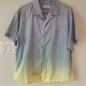 TNA Aritzia Ombré Blue Button Up Cotton Shirt Women’s Small S Yellow Blouse